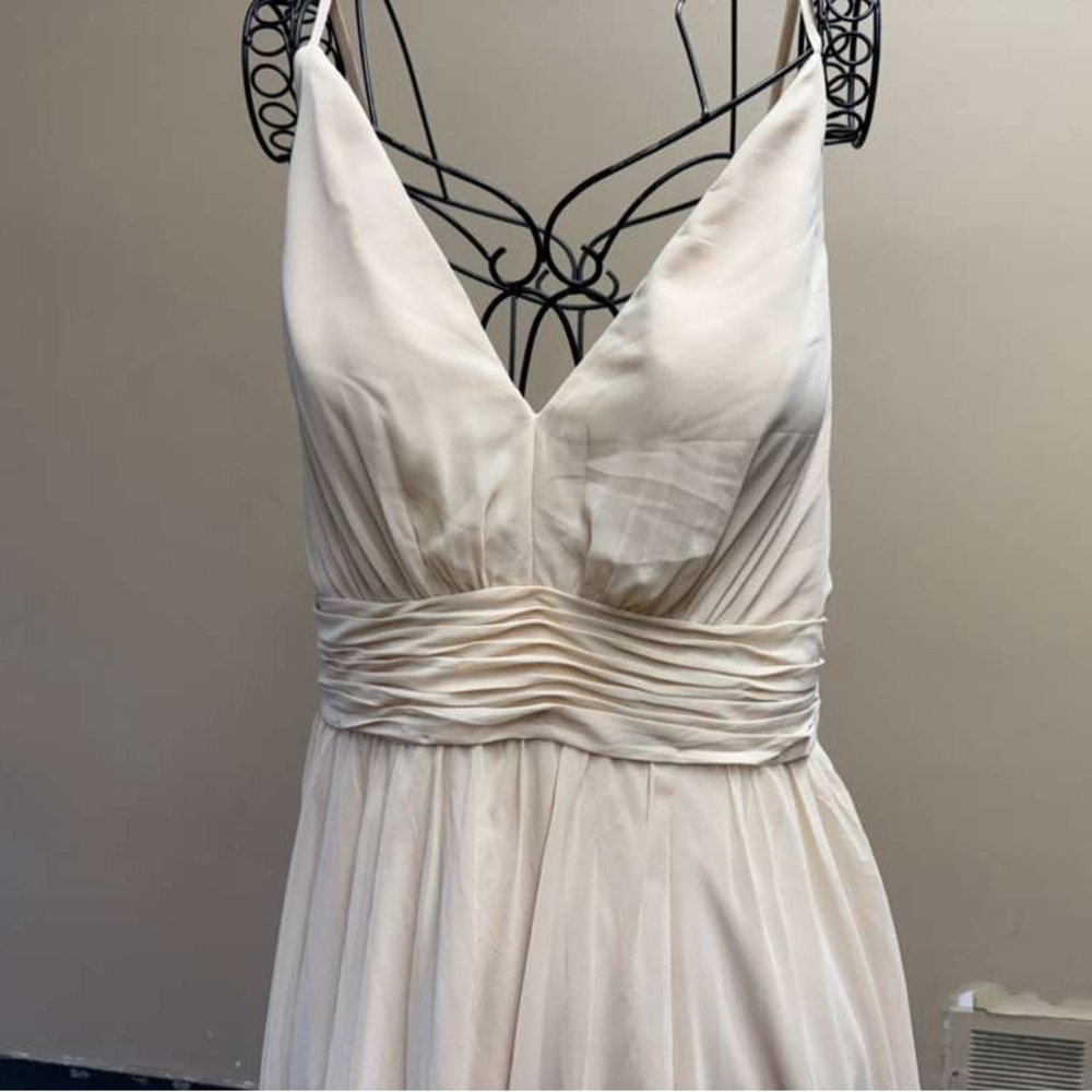Kennedy Blue , Elegant Cream Maxi Dress with Ruched Detail - Picture 4 of 11